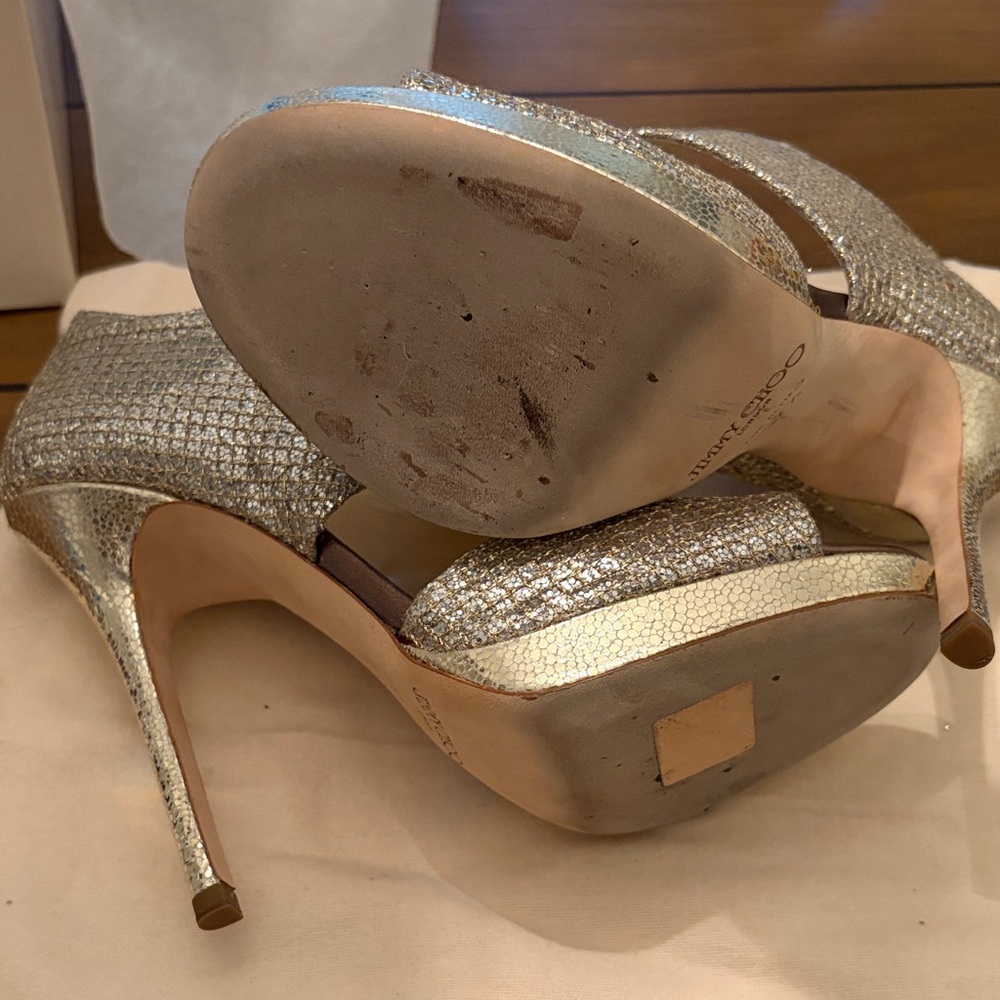 Jimmy Choo Sparkling Gold Heels - Picture 5 of 12